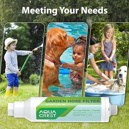 AQUA CREST Garden Hose Water Filter for Plants, Greatly Reduces Chlorine, Odor, Improve Plants Health, Ideal for Organic Gardening, Farming and Pets, Pack of 4
