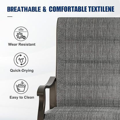 UDPATIO Patio Swivel Dining Chairs Set of 8, Outdoor Swivel Chairs High Back with All Weather Padded Textilene, Metal Rocking Frame for Lawn Garden Backyard, Dark Grey