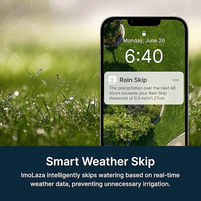 ImoLaza 6-Zone Indoor Smart WiFi Sprinkler System Controller, Easy Install Irrigation Timer for Lawn & Garden, Water-Saving Automatic Sprinkler Timer/Controller with Mobile App, Compatible with Alexa