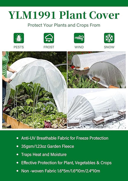 1.06oz/yd² Plant Covers Freeze Protection 7.8 ft x 32ft, Garden Fabric Frost Cover for Winter Plants Vegetables Flowers Fruits Sun Protection