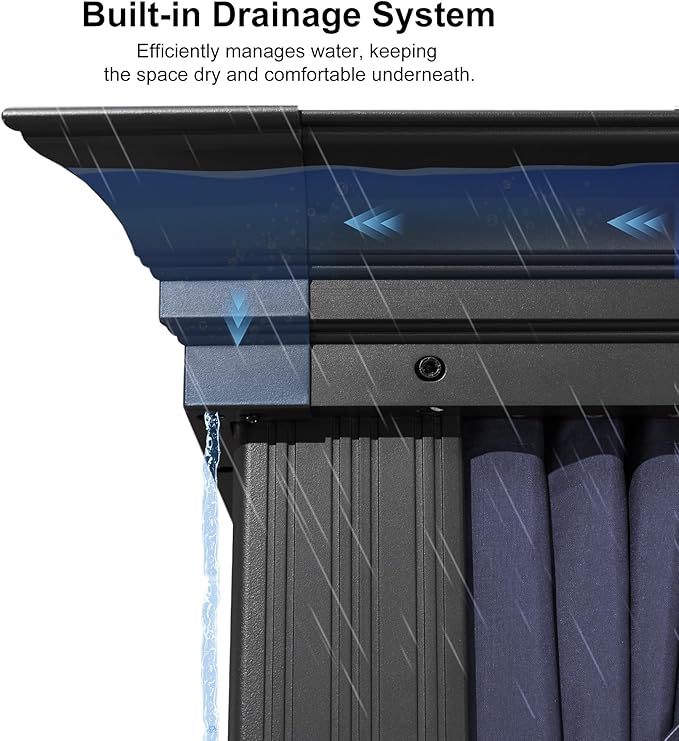 PURPLE LEAF 10' X 14' Hardtop Gazebo Aluminum Gazebo with Galvanized Steel Double Roof for Backyard Patio Lawn and Garden Curtains and Netting Included Navy Blue