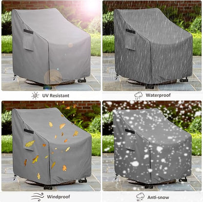 Okcool Outdoor Swivel Chair Cover 2 Pack,Outdoor Furniture Patio Chair Covers Waterproof Clearance,(33"W x 35"D x 38.5"H) Outdoor Lawn Patio Furniture Covers,Grey