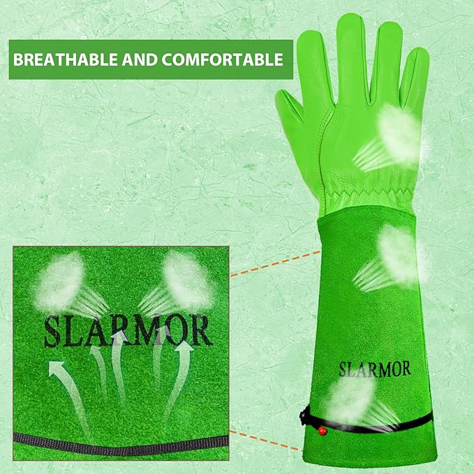 Long Gardening-Gloves Women/Men-Thorn proof Rose Pruning Heavy Duty Gauntlet-M