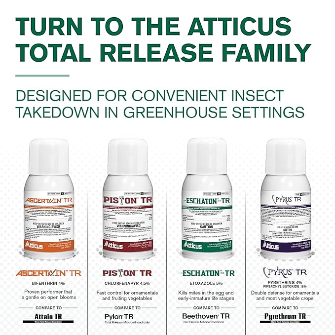 Atticus Eschaton TR Greenhouse Fogger (2oz Can) - (Compare to Beethoven) - Total Release Etoxazole Insecticide/Miticide - Kills Mites and Suppresses Whiteflies