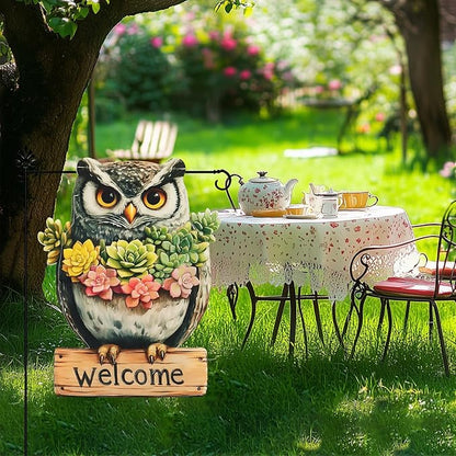 Owl Garden Flags 12x18 Inch Double Sided, Spring Summer Welcome Banner Small Yard Flags for Outside, Farmhouse Front Porch Home Outdoor Seasonal Decor Holiday All Seasons Decoration