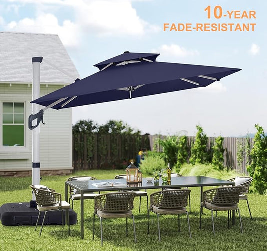 ABCCANOPY Patio Umbrella Cantilever Double Top Outdoor Offset Umbrella with 360° Rotation