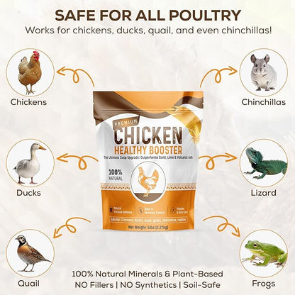 Chicken Dust Bath Sand Mix – Natural Poultry Dust for Feather & Skin Care | Diatomaceous Earth Blend | Coop Cleaner & Odor Control | Safe for Chickens, Ducks, Chinchillas-5 lbs