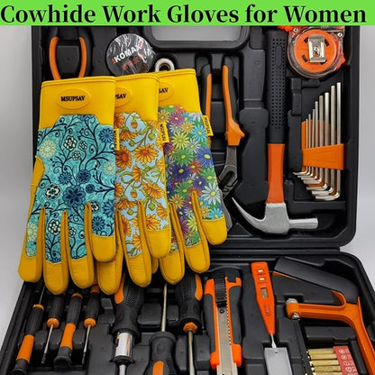 Thorn Proof&Puncture Resistant Gardening Gloves with Grip,Garden Glove for Women, Leather Yard Work Gifts