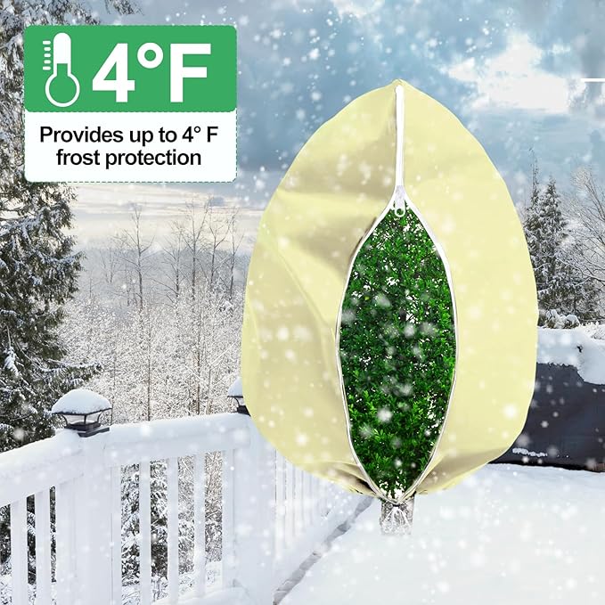 Winter Tree Covers Freeze Protection, 2 Pack 70.8" X 82.6" Plant Covers for Winter Cold Weather Frost Cloths for Outdoor Plants Fruit Tree with Zipper Drawstring, Shrubs Trees Jacket Covers