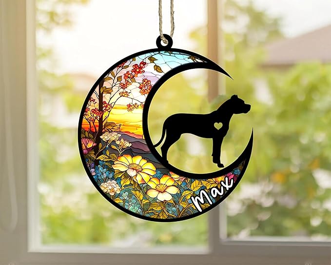 Personalized Dog Memorial, Custom Name Dogo Argentino Dog Christmas Ornament with Name, Custom Breeds, Pet Loss Light Catcher, Gifts for Lovers Loss of Pet Sympathy on Mothers Day Christmas
