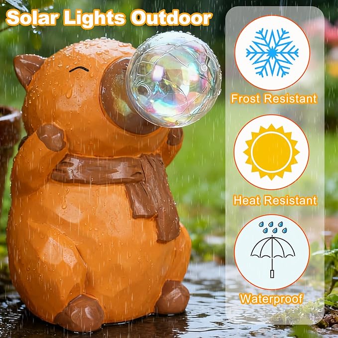 Capybara Solar Lights Outdoor Waterproof Garden Statue with Lights for Women Mom Grandma Garden Decor for Outside Patio Yard Porch
