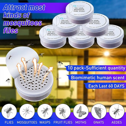 Qualirey 10 Pcs Mosquito Attractant for Bug Zapper, Each Last 60 Day Pest Lure Mosquito Trap Fly Biting Insect Bait Refill High Catch Rate Compatible with DynaTrap and All Insect Trap Indoor Outdoor