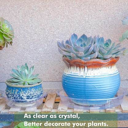 Plant Saucer 15 Pack Plant Trays for Pots 8/10/12 Inch Plastic Plant Saucers for Outdoors and Indoors Clear Drip Trays for Potted Plants Flower Pot Plates to Catch Water Plant Drainage Dishes No Holes