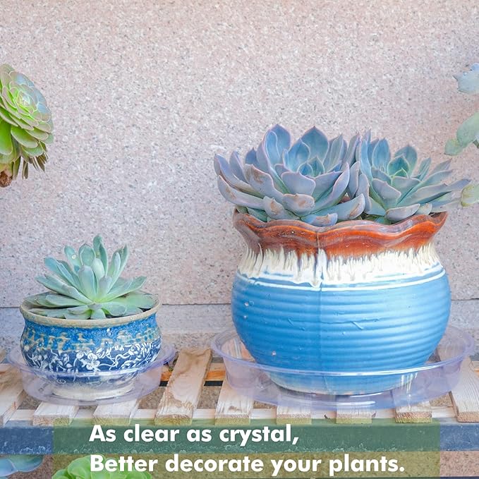 Saucer 30 Pack Plant Trays for Pots 10 Inch Plastic for Outdoors and Indoors Clear Drip Trays for Potted Plants Flower Pot Plates to Catch Water Drainage Dishes No Holes