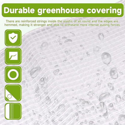 16Ftx20Ft Greenhouse Cover,Clear Plastic Tarps,16Mil Heavy Duty Waterproof tarp with UV Resistance and Grommets,Greenhouse Plastic for Gardening,Farming,Nursery,Garden