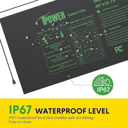 iPower 2 Pack 48"x20.75" Seedling Heat Mat with Built-in Temperature Controller, MET Certified Waterproof Plant Heating Pad, for Germination, Breeding, Brewing