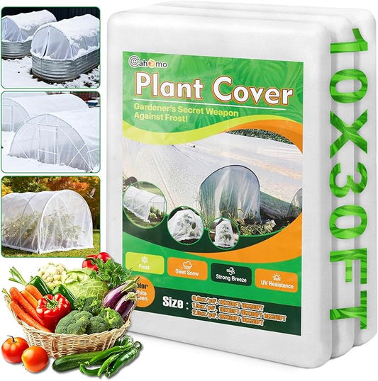White Plant Covers Freeze Protection, 10 x 30 ft - 1.5 oz/yd² Frost Cloths for Outdoor Plants, Tree Covers Freeze Protection, Winter Garden Blanket, Sun Cover for Plants for Greenhouse, Vegetables
