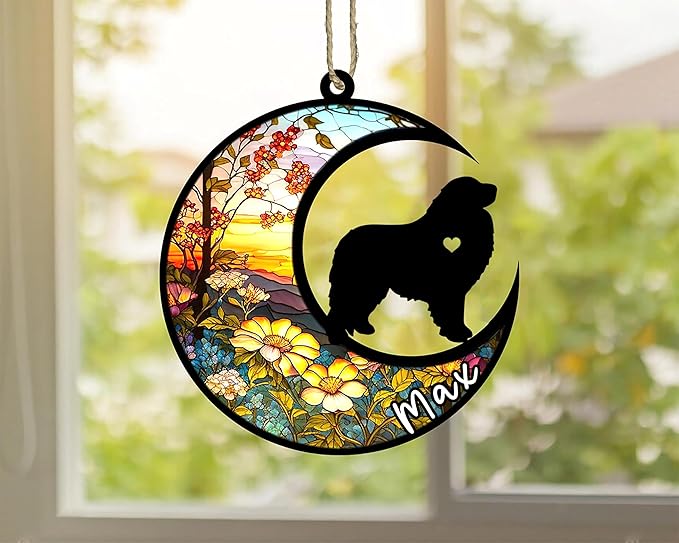 Personalized Dog Memorial, Custom Name Great Pyrenees Dog Christmas Ornament with Name, Custom Breeds, Pet Loss Light Catcher, Gifts for Lovers Loss of Pet Sympathy on Mothers Day Christmas