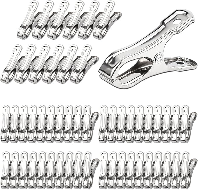 JULMELON 25 PCS Greenhouse Clips, 2.2 Inch Stainless Steel Garden Clips, Heavy Duty Row Cover Clips with Large Open Strong Grip for Fixing Netting Cover Film,Shade Cloth Film Plant Netting