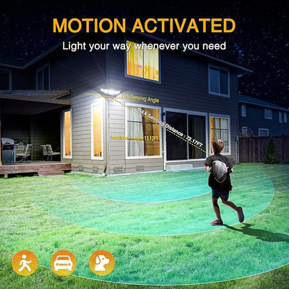 Onforu 5 Heads 55W LED Security Lights Motion Sensor Outdoor, 360° Wide Angle Wide Illumination, 5000LM Flood Light, 6500K, IP65 Waterproof, Hardwired Wall Light for Garage, Yard, Porch, Entryway