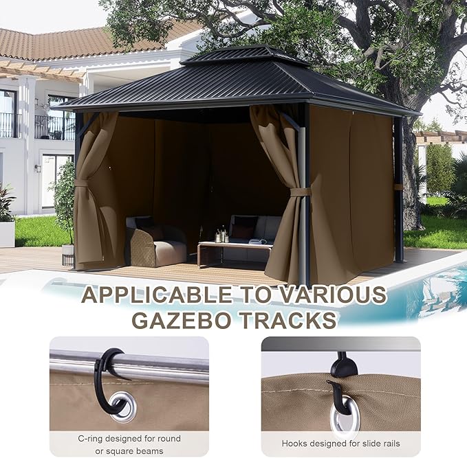 BPS 10' x 10' Gazebo Curtain Privacy 4-Panel Sidewall Outdoor Replacement Shade (Only Curtain)