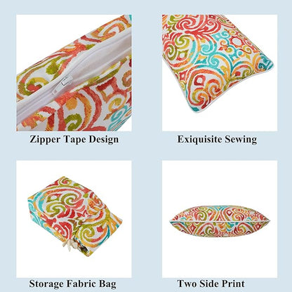 FUNHOME Outdoor Indoor Lumbar Pillow Covers ONLY, Water-Repellent Fade-Resistant Patio Lumbar Cases 12” x 20”, Throw Pillowcase Shell for Garden Furniture Use -Corinthian Dapple