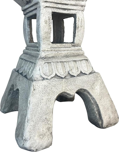 35.5’’High Asian Zen Pagoda Magnesium Oxide Tall Lantern Statue Outdoor Sculpture for Garden Backyard Decor Pagoda Statue Miniature Tower Lantern Landscape Garden Decoration