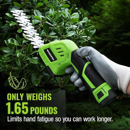 WORKPRO 12V Cordless Grass Shear & Shrubbery Trimmer - 2 in 1 Handheld Hedge Trimmer, Electric Grass Cutter with 2.0Ah Rechargeable Lithium-Ion Battery & 1 Hour Fast Charger
