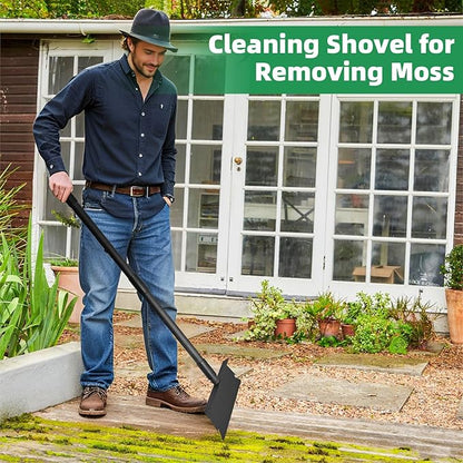 Large Garden Shovel, Multifunctional Cleaning Shovel 63 Inch Large Ice Scraper Heavy Duty Garden Tool for Weeding, Lawn Edging, Scraping and Ice Removal,Black