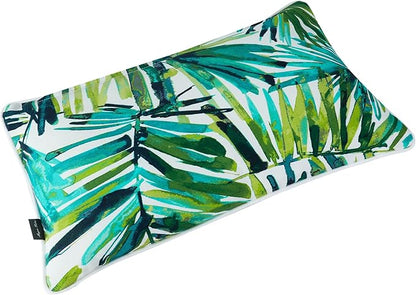 Magpie Fabrics Patio Lumbar Pillow Covers ONLY 20"x12", Set of 2, Outdoor Indoor Cushion Cases Decorative Throw Rectangular Pillowcase Shell for Couch Garden - Green Palm Leaves