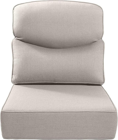 Luxury 24x24x6 Inch Smile Outdoor Cushions 1 Set - Deep Seat Water-Repellent Patio Furniture Replacement Cushion for Wicker Rattan Wood Metal Chair Glider Rocker Loveseat Sofa - Beige