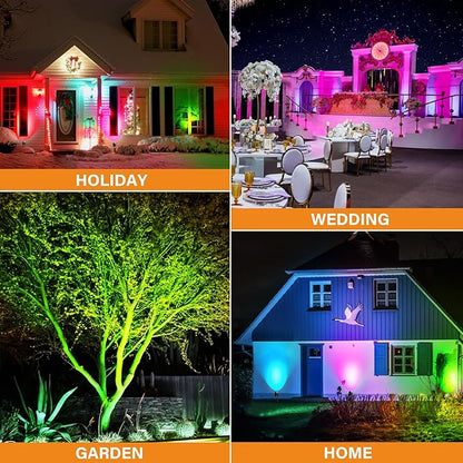 10W RGBW LED Landscape Lights Spot Lights Outdoor for Yard Garden Decor Spotlight, Landscape Lighting with 16 Color Changing and Remote, IP68 Waterproof (6 Pack)