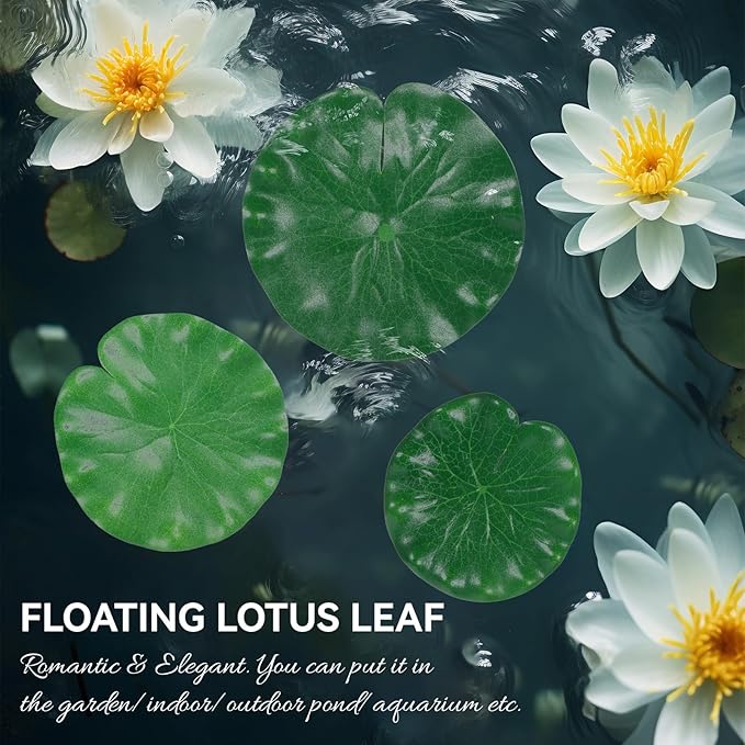 12Pcs Lily Pads for Ponds, Artificial Floating Foam Lotus Leaves Realistic Water Lily Pads Foliage Pond Decor for Pool Koi Fish Patio Aquarium Outdoor Ponds