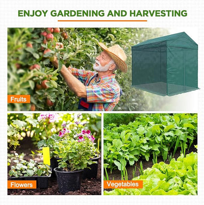 EAGLE PEAK 8x6 Walk in Shade Cloth Cover Greenhouse Instant Pop up Portable Gable Roof Gardening Green House with Mesh Cover, Roll up Doors, Green