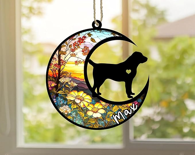 Personalized Dog Memorial, Custom Name Central Asian Shepherd Dog Christmas Ornament with Name, Custom Breeds, Pet Loss Light Catcher, Gifts for Lovers Loss of Pet Sympathy on Mothers Day Christmas