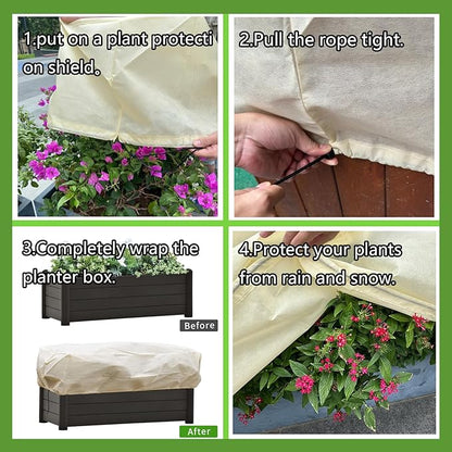 Plant Cover Freeze Protection, Winter Plant Covers, Plant Frost Cover, Tree Plant Freeze Protection Covers, Planter Plant Winter Frost Blanket with Zip Drawstring,4 Pack (59x17.7x15.7INCH)