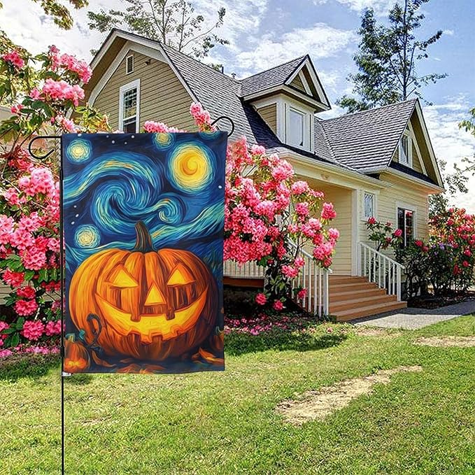 Halloween Pumpkin Garden Flag Vertical Double Sided Outdoor Yard Flags 12.5x18 Inch Burlap Banners for House Lawn