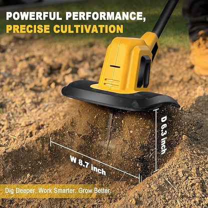 Cordless Garden Tiller Cultivator Compatible with Dewalt 20V MAX Battery, 270 RPM Electric Rototiller, 48 Steel Tines, 8.7" Tilling Width, 6.3" Depth, Rotary Tiller for Lawn/Gardening/Soil(Tool Only)