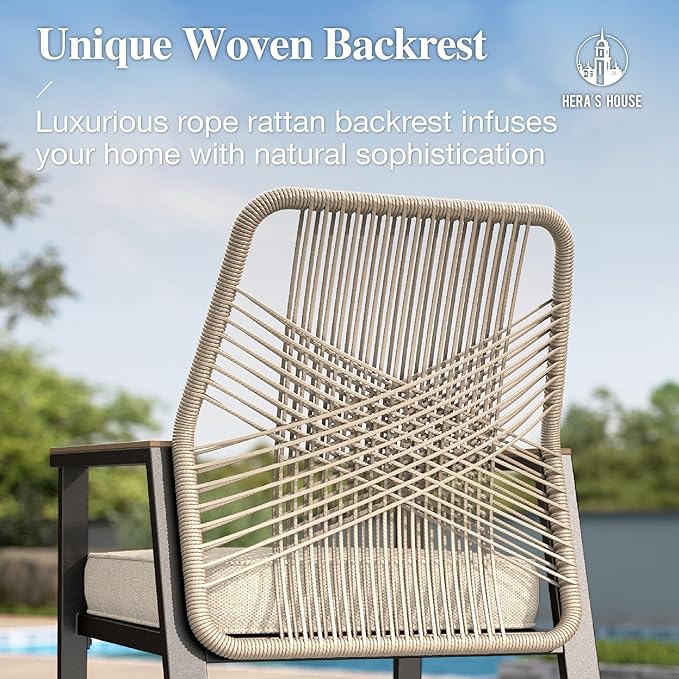 HERA'S HOUSE Outdoor Swivel Bar Stools Set of 4, High Top Patio Chairs with All Weather Cushion Pro Fabric, Bistro Set for Backyard, Lawn Garden, Balcony,Poolside