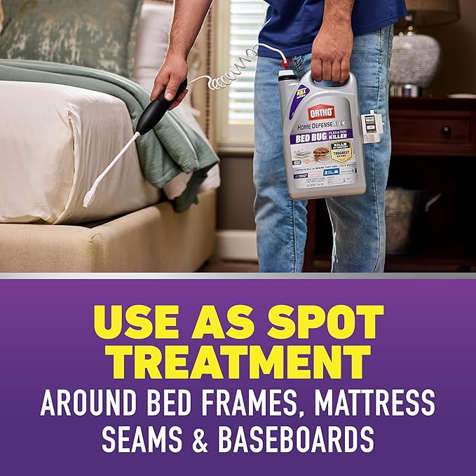 Ortho Home Defense Max Bed Bug, Flea and Tick Killer with Comfort Wand, Bed Bug Spray, Kills Bed Bug Eggs, Fleas and Ticks, 1 gal.