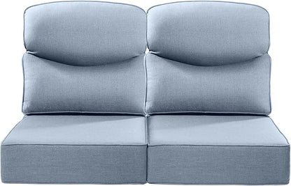 Luxury 24x24x6 Inch Smile Outdoor Seat Cushions Set of 2 - Superior Comfortable Water-Repellent Patio Chair Cushion for Porch Rattan Dining Swivel Chairs Loveseat Sectional Sofa - Baby Blue