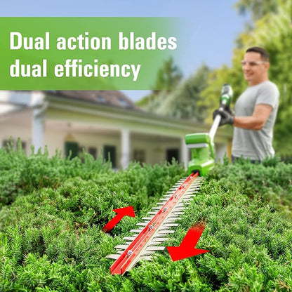 Greenworks 24V 8" Cordless Polesaw + 20" Pole Hedge Trimmer Combo (Great For Pruning and Trimming Branches / Shrubs), 2.0Ah Battery and Charger Included
