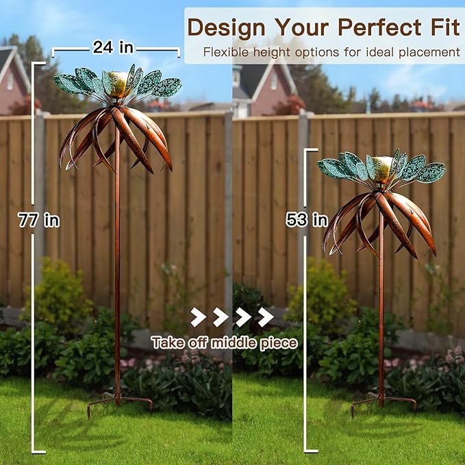Wind Spinners for Yard and Garden, Wind Spinners Outdoor Large Metal, 77 inch Kinetic Wind Spinner & Wind Sculptures, Windmill Decor