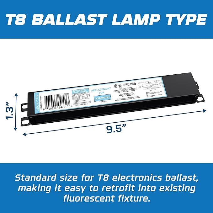 OHLECTRIC 10 Pack - Replacement for ICN3P32-SC 1,2&3 Lamp - T8 Fluorescent Ballast, Electronic Ballast Replacement 120-277 Volt, Instant Start - Standard and Energy Efficient Ballasts - UL Approved