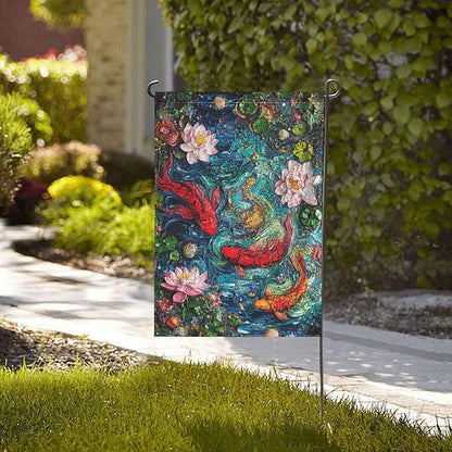 Fish Garden Flag Vertical Double Sided Outdoor Yard Flags 12.5x18 Inch Burlap Banners for House Lawn