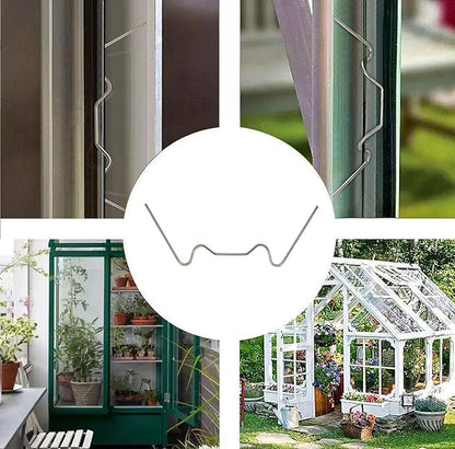 100 PCS Greenhouse Glazing Clips, Stainless Steel W Type Clip, Aluminium Greenhouse Care, W-Wire Green House Fitting