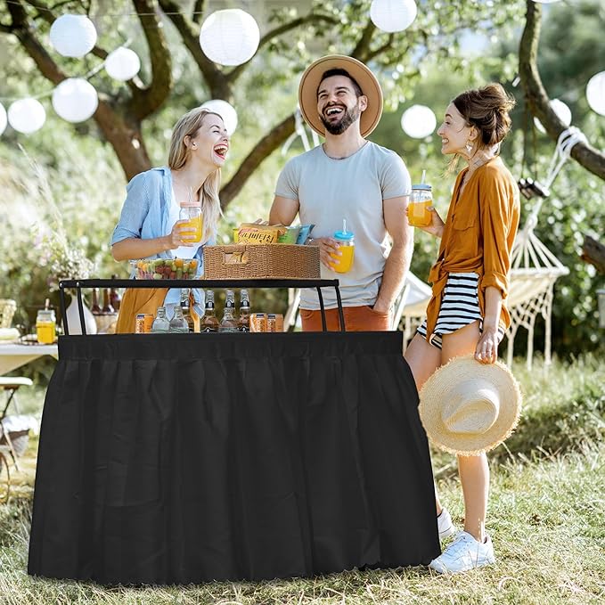 Outdoor Ice Cooler Folding Table, Portable Cooler Table with Removable Matching Skirt, Folding Ice Chest Table with Place Holder Black