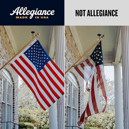 Allegiance Flag Supply Pre-Assembled American Flag Set | American-Sourced Nylon Fabric, Embroidered Stars, Hand-Stitched | Proudly Made in USA (3' x 5')