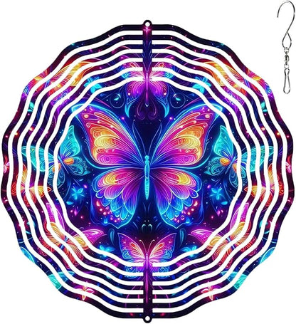 10 Inch Butterfly Wind Spinner, 3D Stainless Steel Hanging Kinetic Wind Sculpture Gifts for Garden Decor Yard Art Indoor Outdoor Window Porch Front Door Decoration
