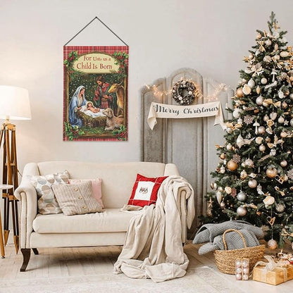 Christmas Birth Garden Flag Vertical Double Sided Outdoor Yard Flags 12.5x18 Inch Burlap Banners Vertical Double Sided for Outdoor Decor Lawn